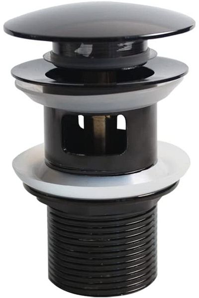 sinkop Sink drain valve, metal, black/white, 9.2 cm
