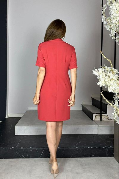 gesmoda G1438 Shawl Collar Drape Detail Dress Pomegranate Flower
