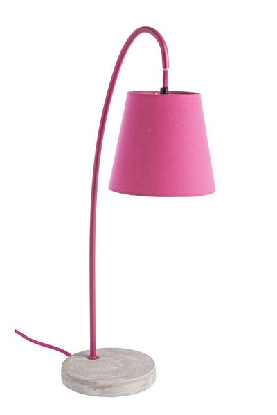Bizzotto Metal Lamp with Pink Textile Lampshade Parabola 30x15x54 cm