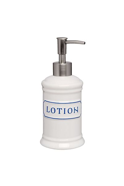 Clayre & Eef White Ceramic Soap Dispenser Lotion Ø 8x18 cm 0.4 L