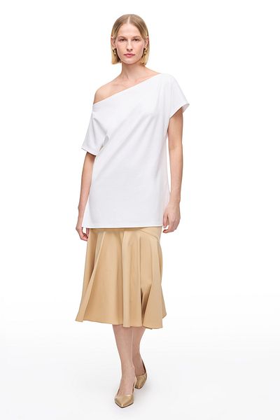 Perspective Boat Neck Cotton T-Shirt