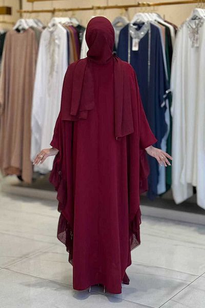 Bym Fashion Ruffle Stone Detailed Dress 3936 Burgundy