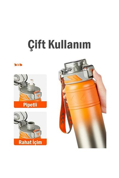 TKK Vagonli̇fe T2025 Tkk with / Without Pipe Use Steel Thermoses 900ml Orange (Orange)