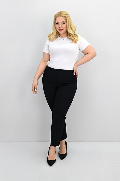 Koza Butik Women's Plus Size High Waist Fabric Trousers 6110-25-1
