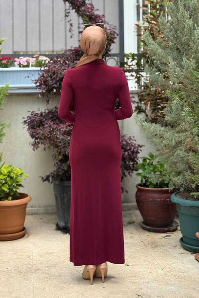Bym Fashion Gathered Detailed Sandy Dress 3970 Claret Red