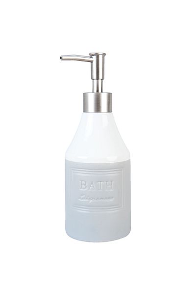 Clayre & Eef Ceramic grey soap dispenser Bath Ø 8x20 cm 0.35 L