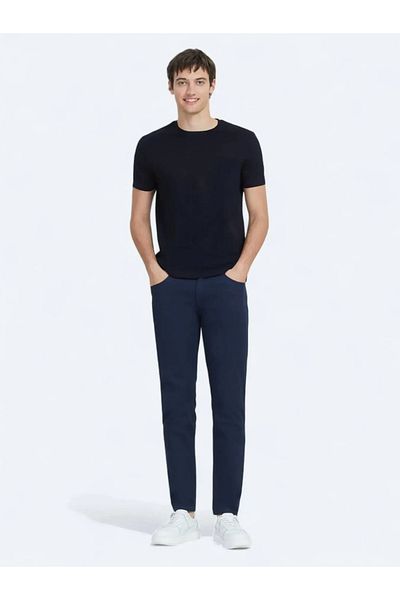 Kip Μπλουζάκι Navy Blue Plain Crew Neck 100% βαμβακερό