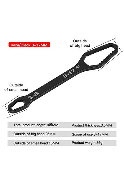 Choice 145mm 3-17mm 3-17mm8-22mm Universal Torx Wrench Adjustable Multifunction Wrench Board Double-head Mu