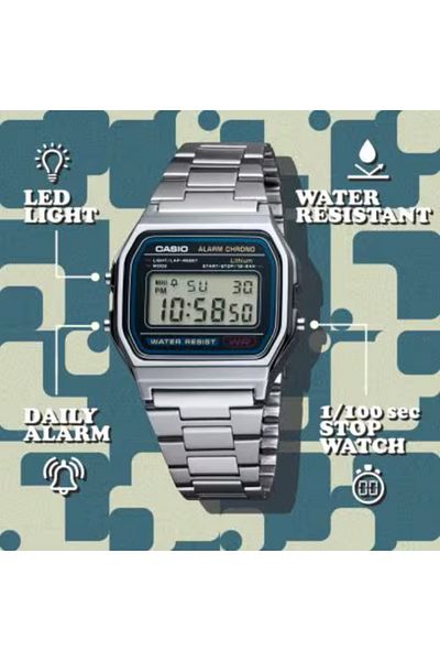 Casio CASIO Unisex Digital Grey Dial Watch - A-158WA-1D