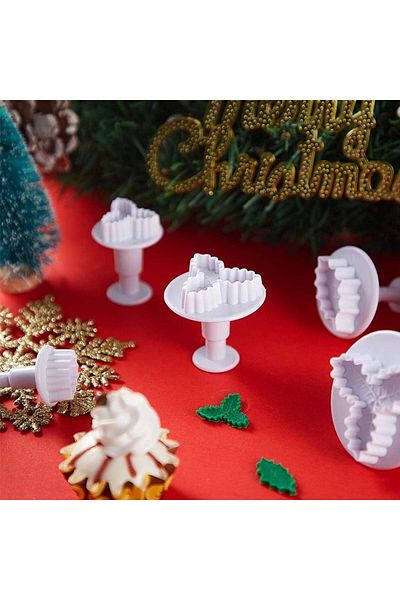 MEZHEN Set of 12 MEZHEN Christmas cookie cutters, plastic, white, 2.5 x 6 cm