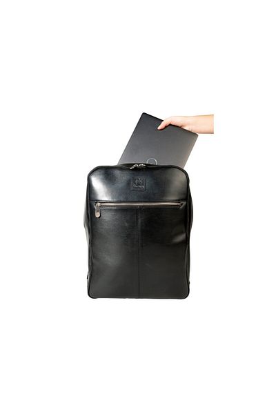 Exacompta Exactive Exacompta 14" leather laptop backpack 17637E, black