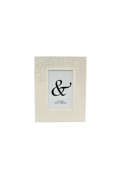 Gift Design Elegant Photo Frame 18x23 cm – Velvet, Ivory White with Crystals