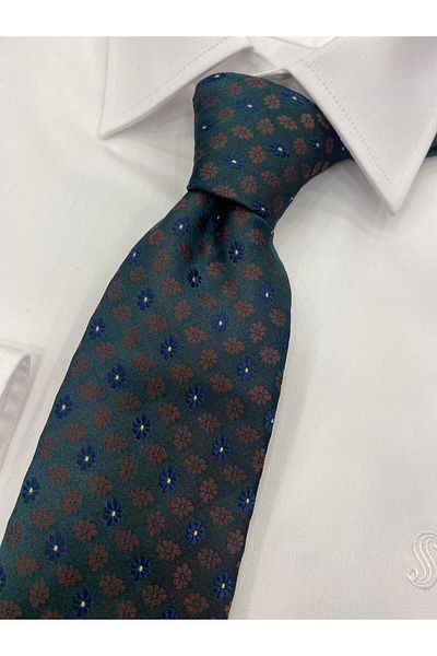 Cacharel Woven Fabric Patterned Khaki Brown Tie