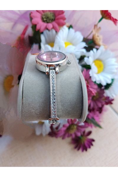 Enjoy Women's Wristwatch with Pink Dial Elegance and Elegant Stone Detail