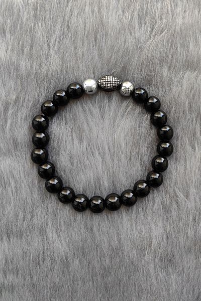 Chavin Elastic Natural Onyx Stone Men's Bracelet Ey18