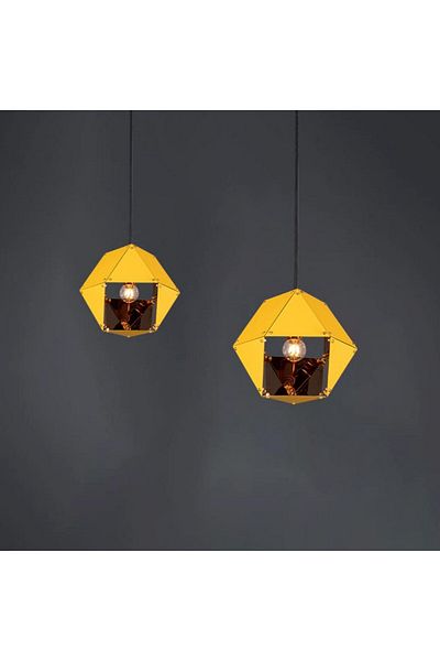 Ucandle Neoclassical pendant light, geometric yellow metal