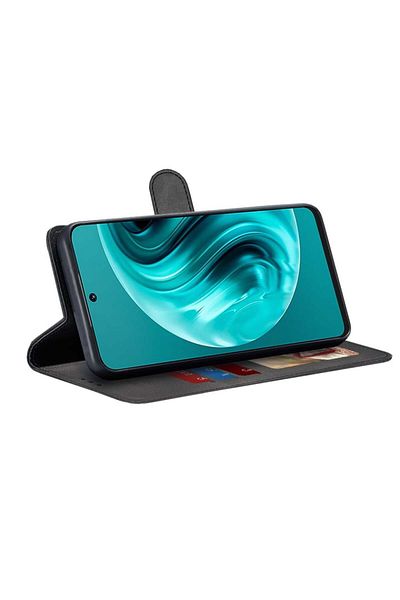 SKYDDAR INNOVATION Husă pentru Huawei nova 12i / nova 13i, jurnal, tip carte, cu portofel interior, neagră, set de autocolante