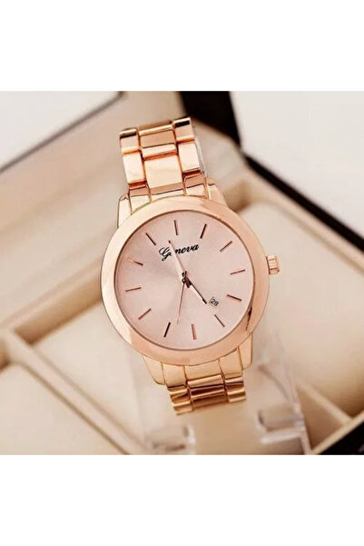 Geneva Ceas elegant și casual pentru femei Geneva Stiletto, curea aurie roz