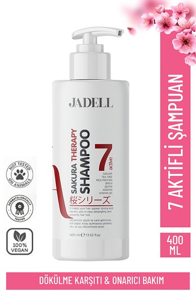 JADELL Sakura Therapy Shampoo 7Active (Sakura Flower, Biotin, Keratin, Vitamin B5) Repairing Nourishing Shampoo