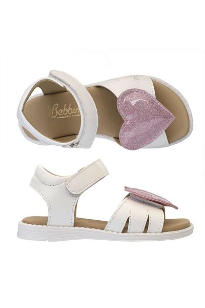 Bebbini Love-White Heart Vegan Girl's Sandals
