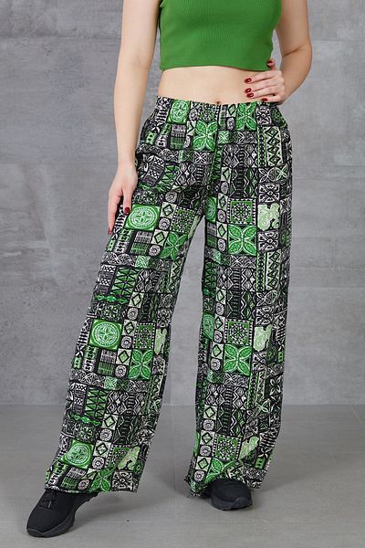 DPARİS Ethnic Pattern Wide Leg Trousers