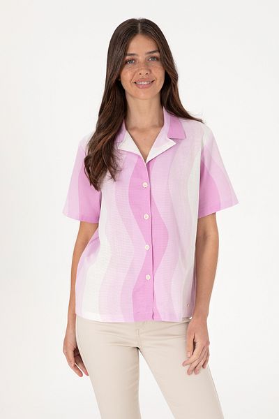 U.S. Polo Assn. Cămașă fucsia cu mânecă scurtă pentru femei 50305878-VR023