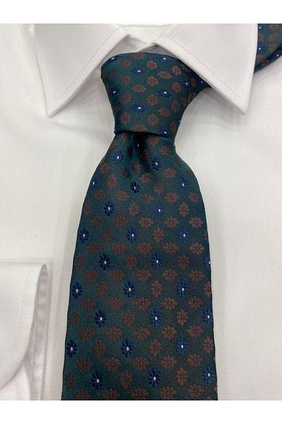 Cacharel Woven Fabric Patterned Khaki Brown Tie