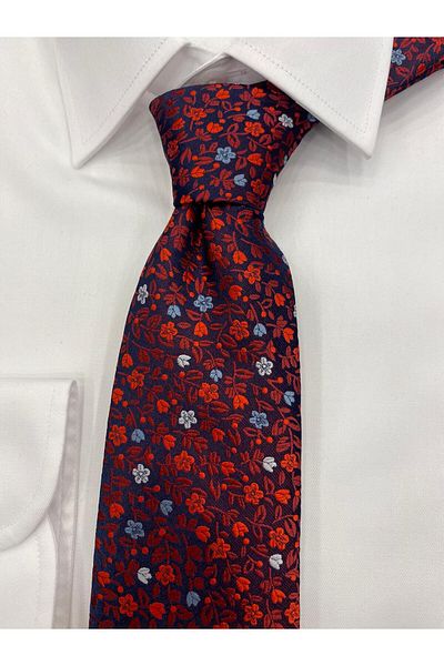 Cacharel Woven Fabric Patterned Red Blue Tie