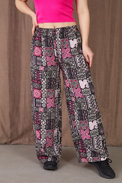DPARİS Ethnic Pattern Wide Leg Trousers