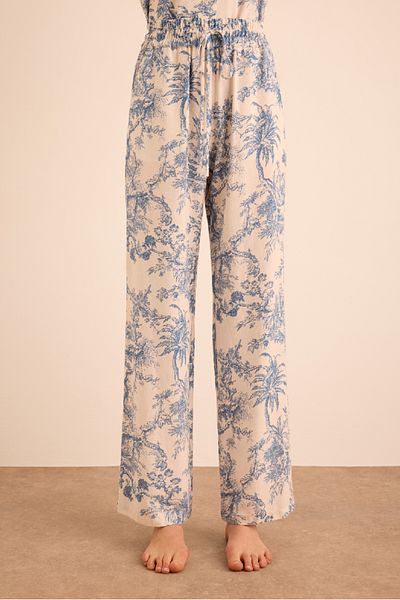 Aker Lenjerie de viscoză cu model, pantaloni de pijama cu talie elastică