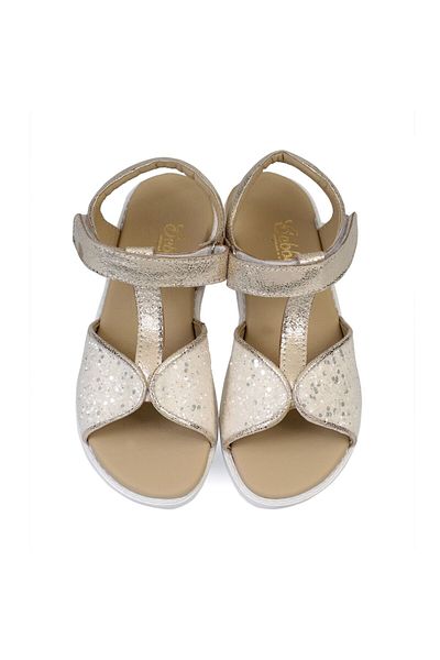 Bebbini Talia-Gold Sequin Genuine Leather Girls' Sandals