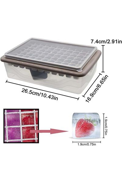 Cresitch Ice Cube Tray with Lid, Plastic, Gray, 26.5 L x 16.9 W x 7.4 H