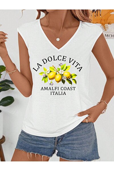 mercoledi تي شيرت نسائي برقبة على شكل حرف V بدون أكمام مقاس كبير من Salas Boy...