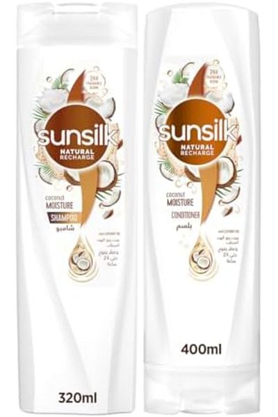 Sunsilk شامبو وبلسم جوز الهند الطبيعي المرطب 400 مل 350 مل - يرطب وينعم الشعر
