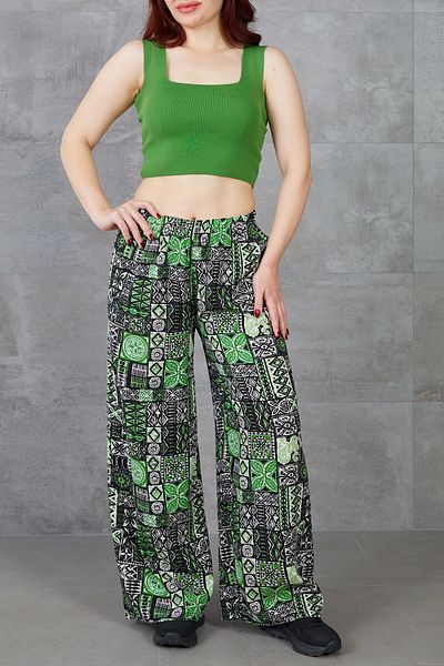 DPARİS Ethnic Pattern Wide Leg Trousers