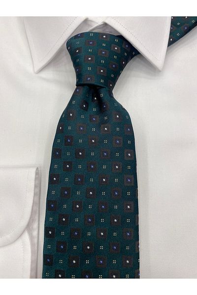 Cacharel Woven Fabric Patterned Khaki Brown Tie