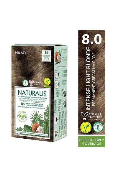 Neva Naturalis Permanent Hair Color – Vegan, Ammonia-Free, Long-Lasting, 100% Gray Coverage, Organic