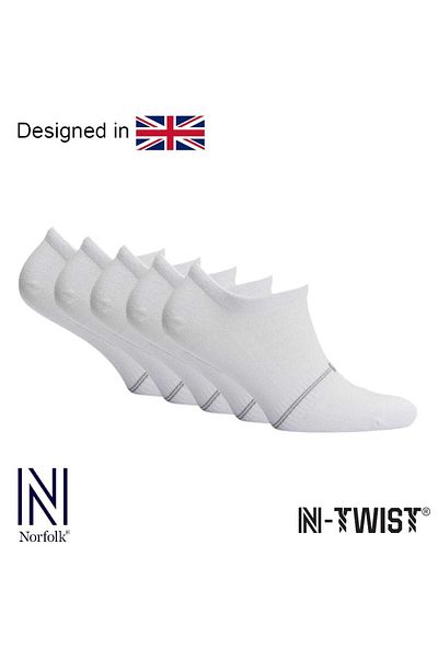 NORFOLK Fresh N-Twist Premium Бамбукови и Памучни Ежедневни Спортни Чорапи Бели 5 Чифта - Kraft Box