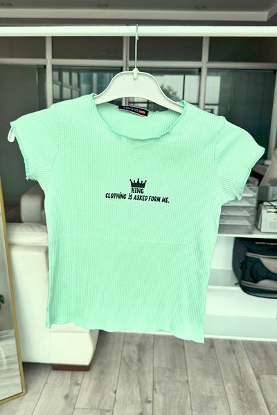 DPARİS Tricou cu nervuri imprimat pentru fete