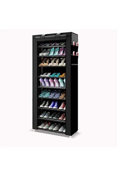 Un Multi-layer shoe cabinet with stylish fabric cover for storing and organizing shoes