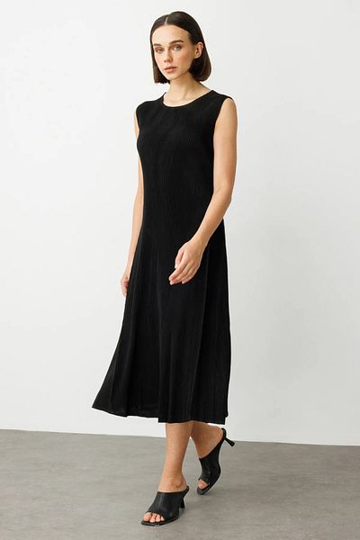 Ekol Accordion Fabric Sleeveless Dress