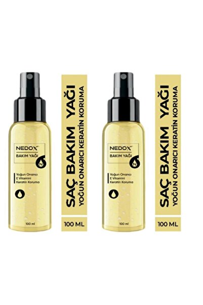 NEDOX 2 Adet Keratin Özlü Onarıcı E Vitaminli Saç Bakım Yağı 100 ml