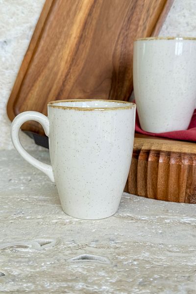 porselenden Moderna 2 Pieces Large Size Mug Mug Cup Cinnamon Speckle Cream