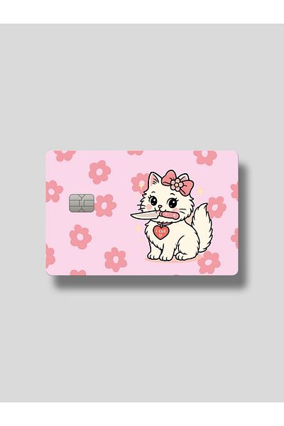 Planet Butik Cute Cat Card Covering Sticker