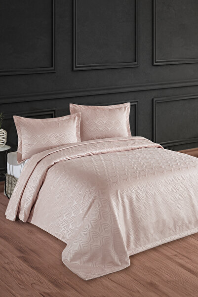 BİRHOME Clasy Jakarlı Şönil Çift Kişilik Yatak Örtüsü (Bej)