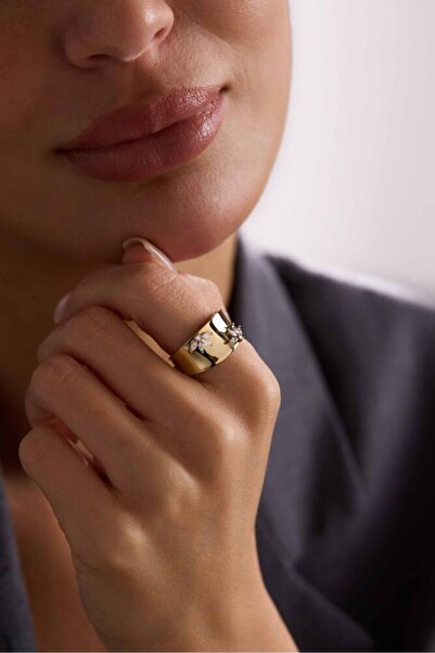 Sembol Gold Markis Detaylı Forever Altın Yüzük