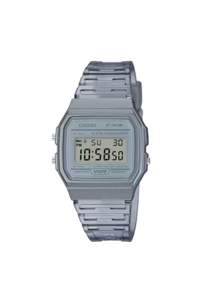 Casio ساعة كاسيو الرقمية للجنسين بمينا رمادي - F-91WS-8DF