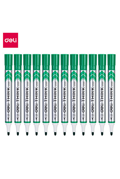 Deli Deli EU00150 Whiteboard Marker 12pcs/box- GREEN - Ideal for Office, Scho...