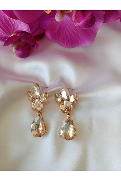 Pervin Ablacım Handmade Hanging Yellow Color Evening Dress Earrings