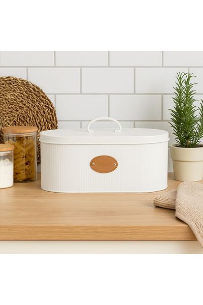Excellent Houseware Bread Box, Metallic, 33x18x15 cm, Matt White – Excellent Houseware